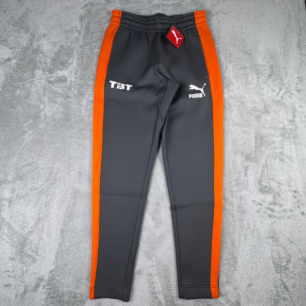 Puma Basketball TBT Pants Iron Gate Grey Orange Stripe Joggers Mens Size Medium